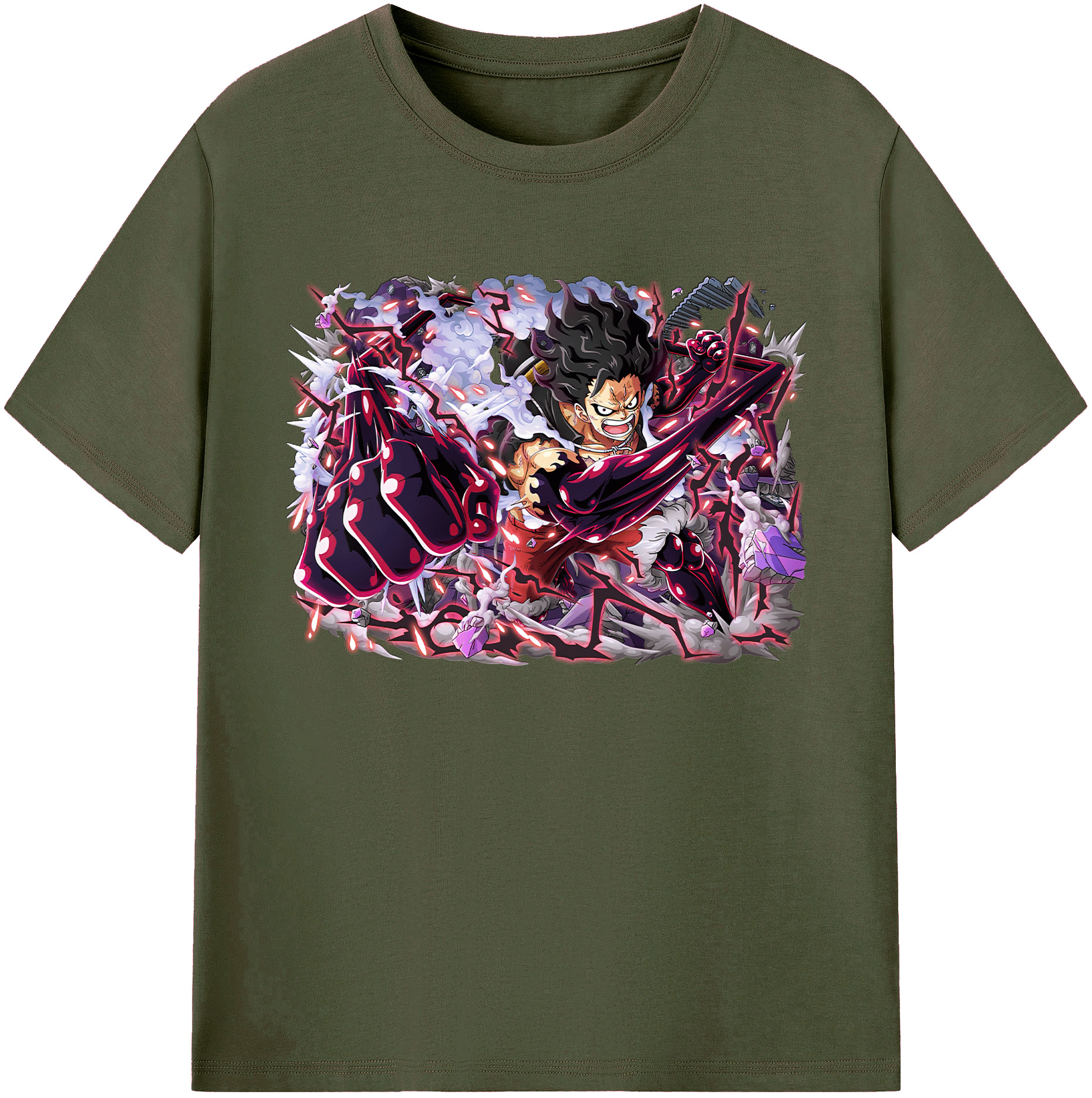ワンピース モンキー・D・ルフィ ONE PIECE Monkey D. Luffy 綿100％ メンズ半袖Tシャツ｜肌触りやわらか＆通気性